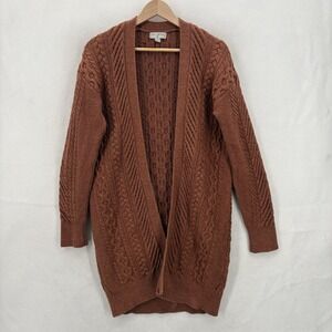 Nili Lotan X Target Cardigan Sweater Womens XXS Brown Cable Knit Open Longline